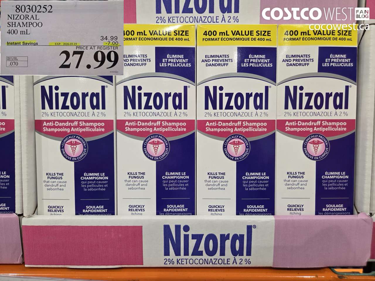 8030252 NIZORAL SHAMPOO 400 ML ($7.00 INSTANT SAVINGS EXPIRES ON 2026-03-15) $27.99