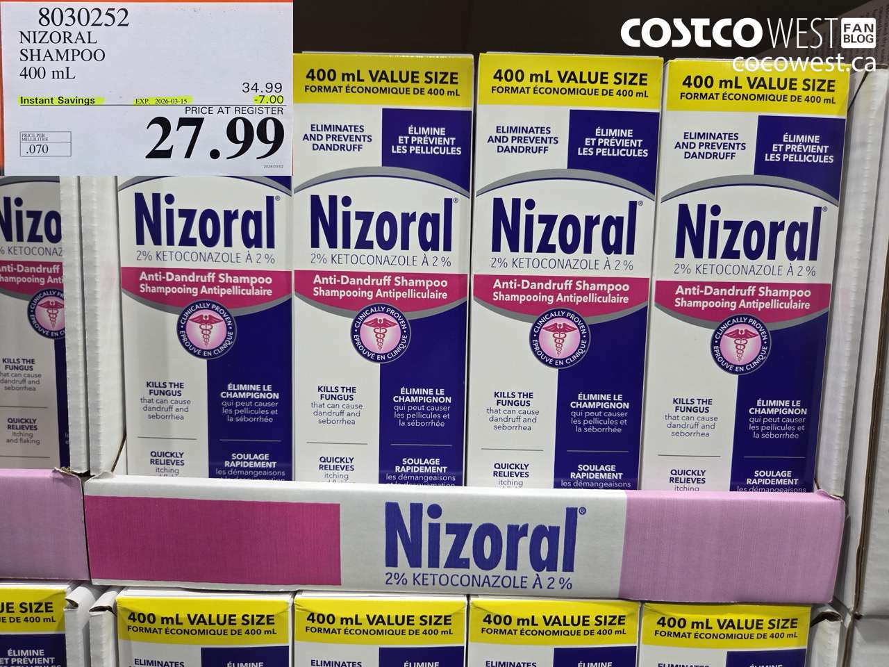8030252 NIZORAL SHAMPOO 400 ML ($7.00 INSTANT SAVINGS EXPIRES ON 2026-03-15) $27.99