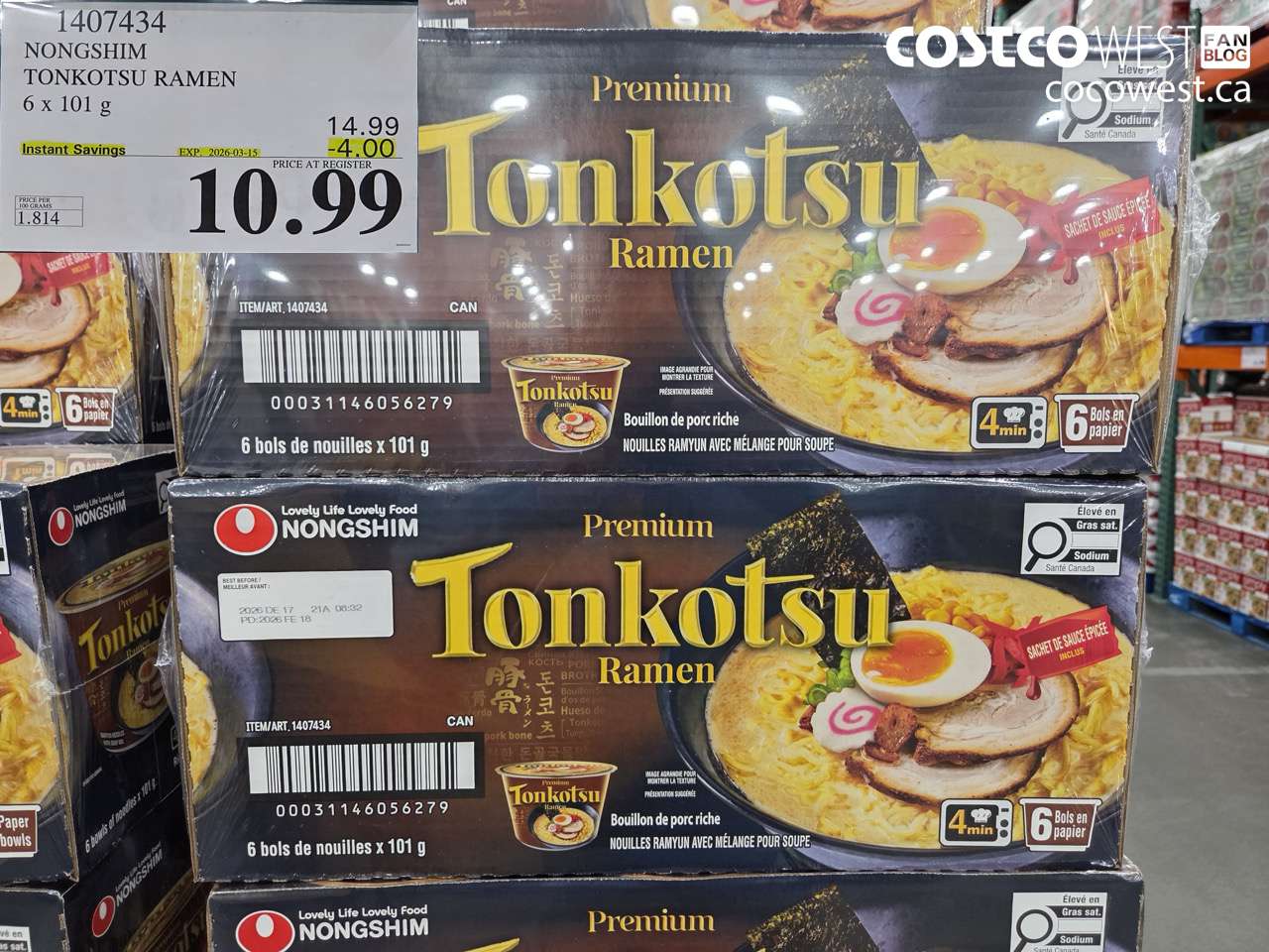 1407434 NONGSHIM TONKOTSU RAMEN 6 X 101G ($4.00 INSTANT SAVINGS EXPIRES ON 2026-03-15) $10.99