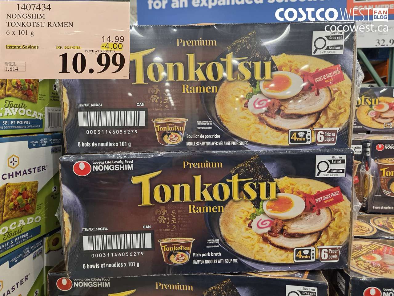 1407434 NONGSHIM TONKOTSU RAMEN 6 X 101 G ($4.00 INSTANT SAVINGS EXPIRES ON 2026-03-15) $10.99