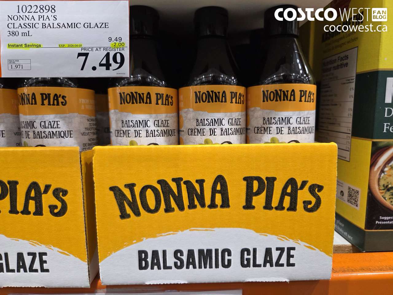 1022898 NONNA PIA'S CLASSIC BALSAMIC GLAZE 380 ML ($2.00 INSTANT SAVINGS EXPIRES ON 2026-04-05) $7.49