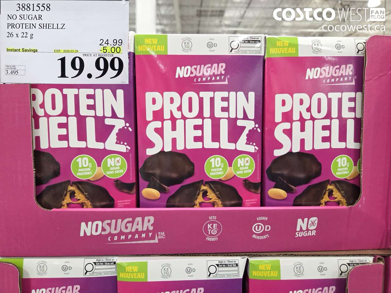 3881558 NO SUGAR PROTEIN SHELLZ 26 X 22G ($5.00 INSTANT SAVINGS EXPIRES ON 2026-03-29) $19.99