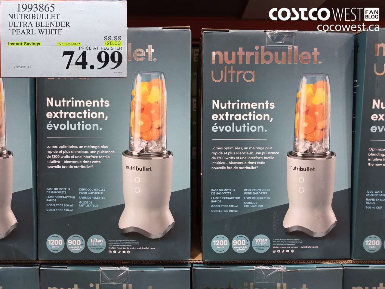 1993865 NUTRIBULLET ULTRA BLENDER PEARL WHITE ($25.00 INSTANT SAVINGS EXPIRES ON 2026-03-12) $74.99