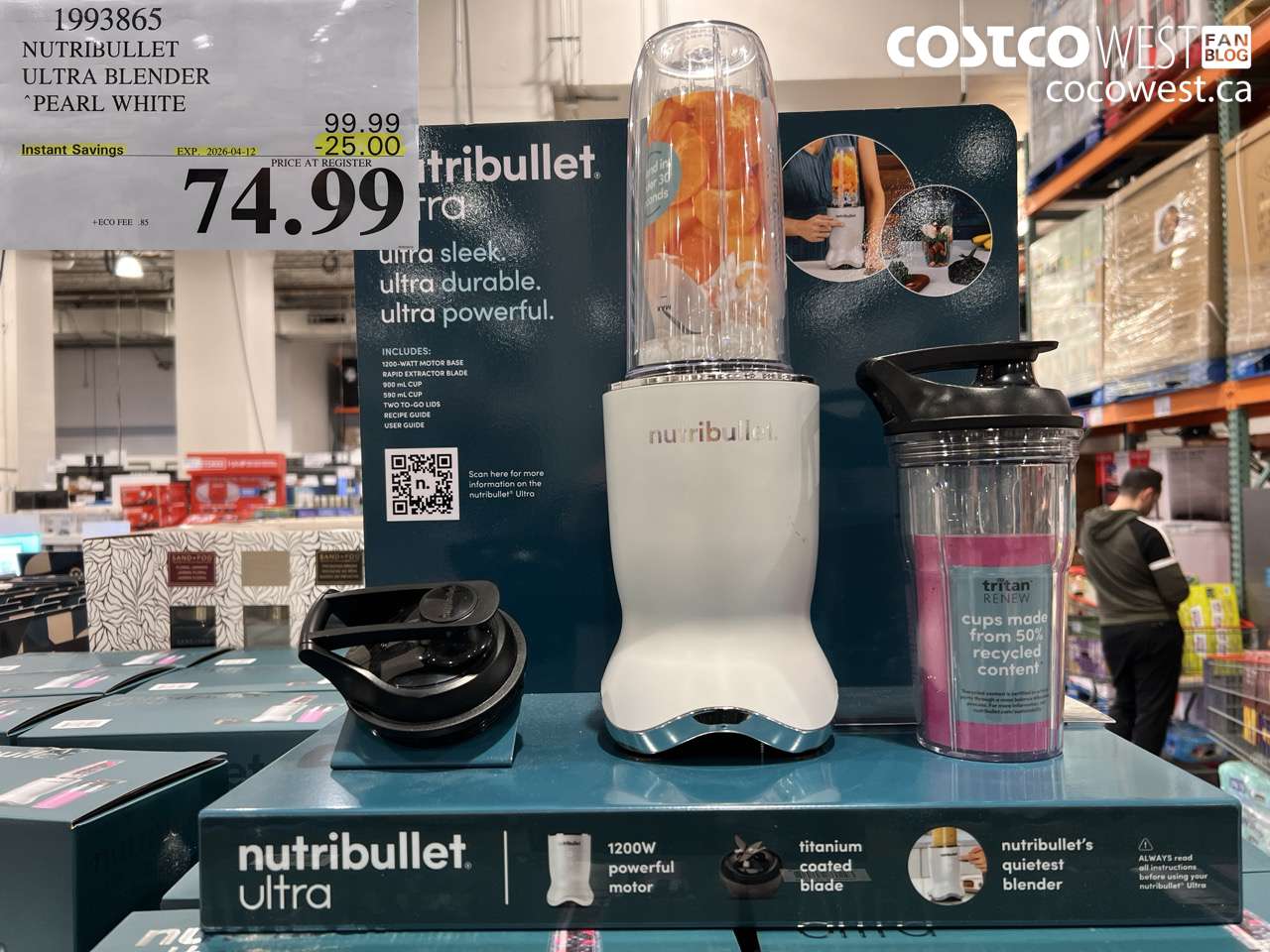 1993865 NUTRIBULLET ULTRA BLENDER PEARL WHITE ($25.00 INSTANT SAVINGS EXPIRES ON 2026-04-12) $74.99