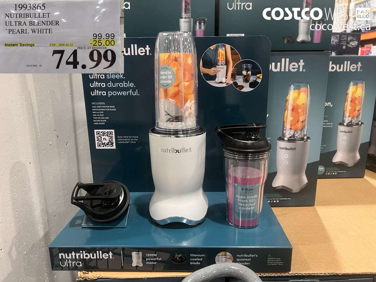 1993865 NUTRIBULLET ULTRA BLENDER PEARL WHITE ($25.00 INSTANT SAVINGS EXPIRES ON 2026-04-12) $74.99