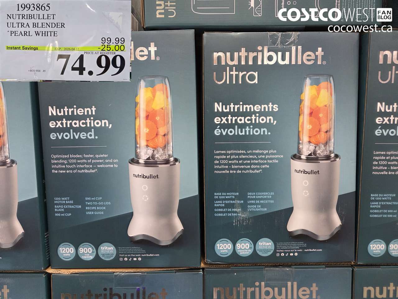 1993865 NUTRIBULLET ULTRA BLENDER PEARL WHITE ($25.00 INSTANT SAVINGS EXPIRES ON 2026-04-12) $74.99