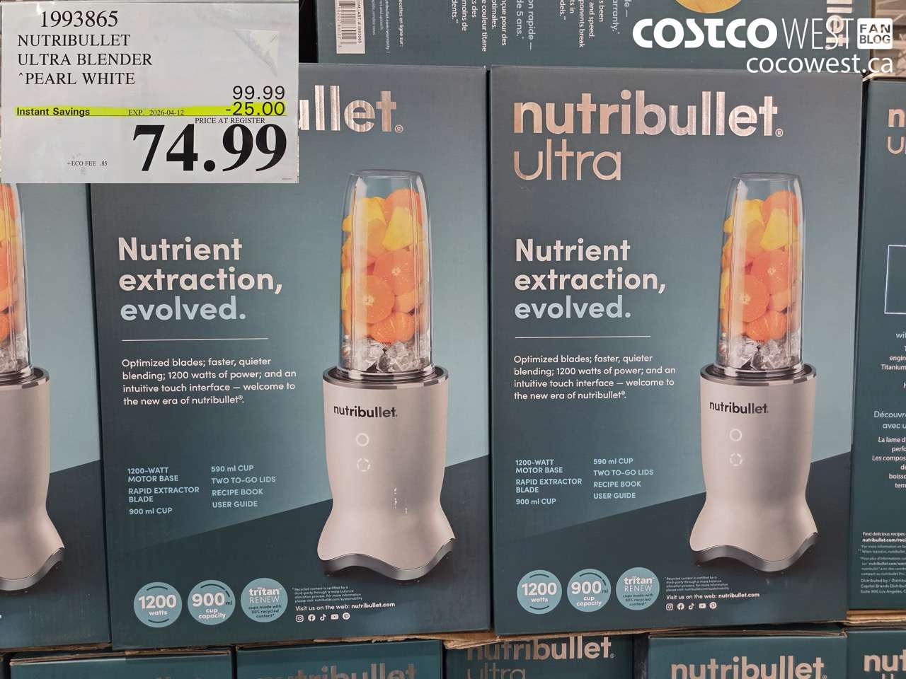 1993865 NUTRIBULLET ULTRA BLENDER PEARL WHITE ($25.00 INSTANT SAVINGS EXPIRES ON 2026-04-12) $74.99