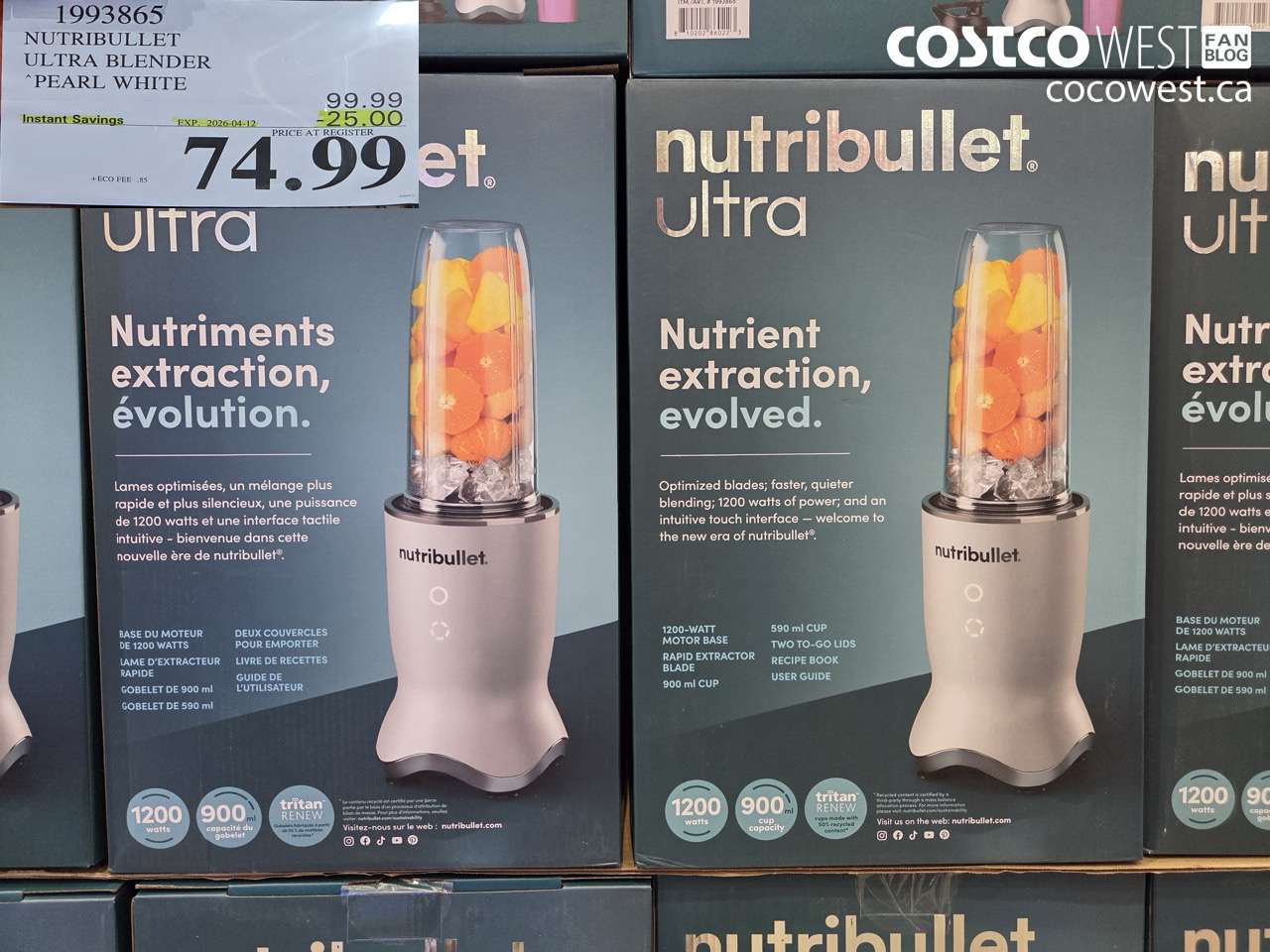 1993865 NUTRIBULLET ULTRA BLENDER PEARL WHITE ($25.00 INSTANT SAVINGS EXPIRES ON 2026-04-12) $74.99