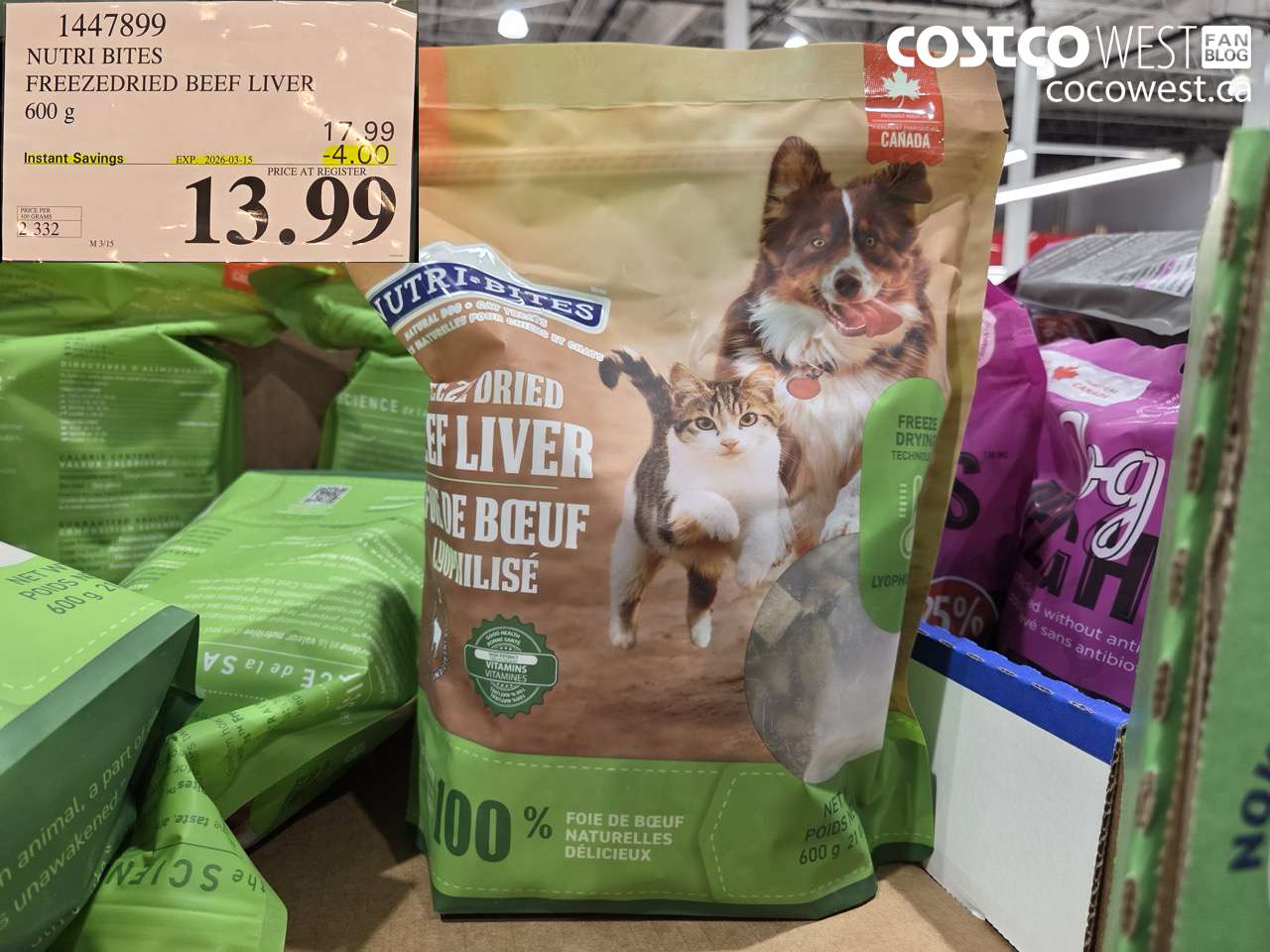 1447899 NUTRI BITES FREEZEDRIED BEEF LIVER 600 G ($4.00 INSTANT SAVINGS EXPIRES ON 2026-03-15) $13.99