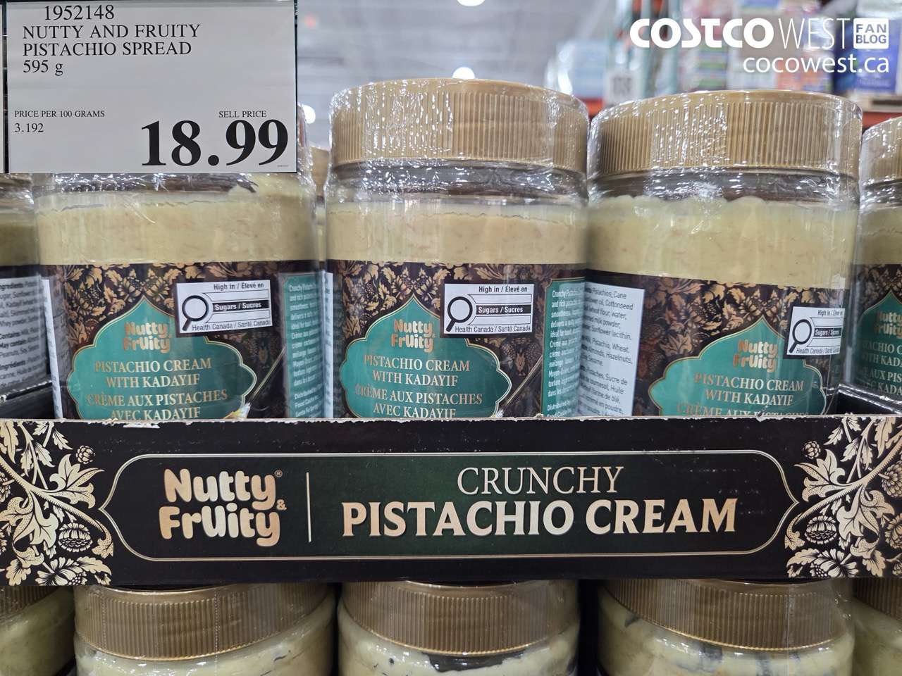1952148 NUTTY AND FRUITY PISTACHIO SPREAD 595 G $18.99