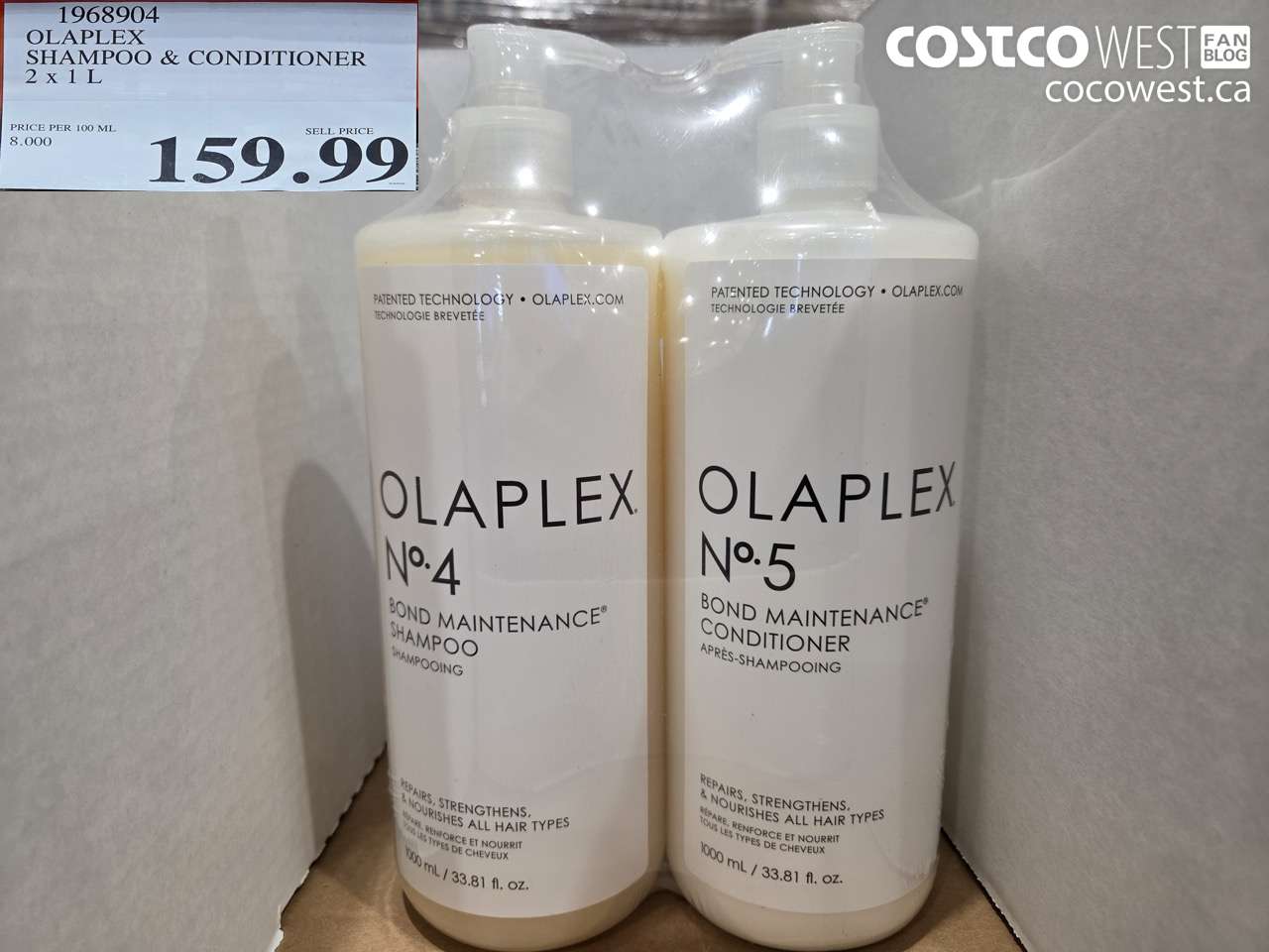 1968904 OLAPLEX SHAMPOO & CONDITIONER 2 X 1 L $159.99