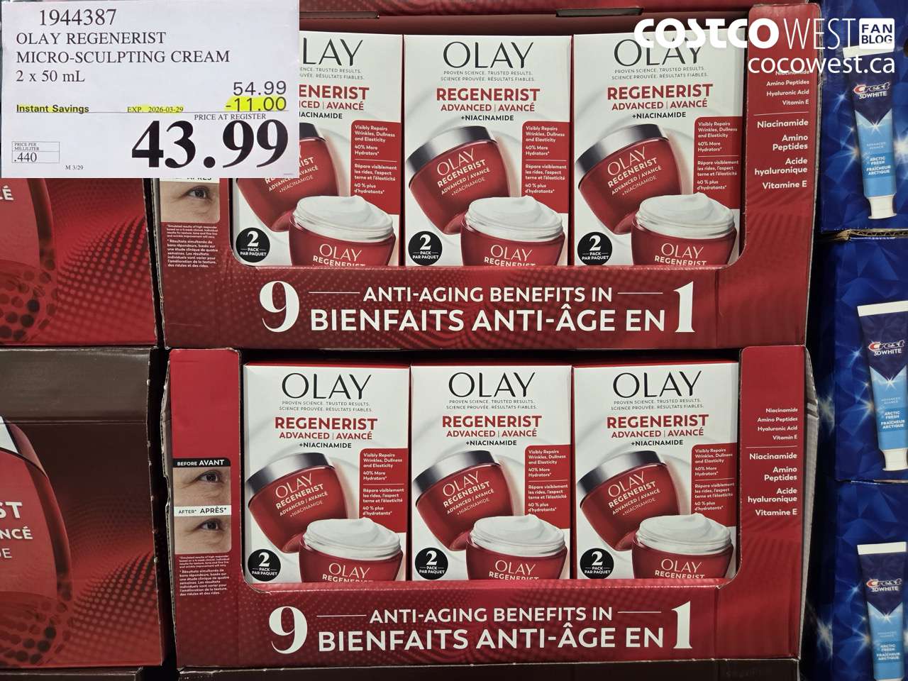 1944387 OLAY REGENERIST MICRO-SCULPTING CREAM 2 X 50 ML ($11.00 INSTANT SAVINGS EXPIRES ON 2026-03-29) $43.99