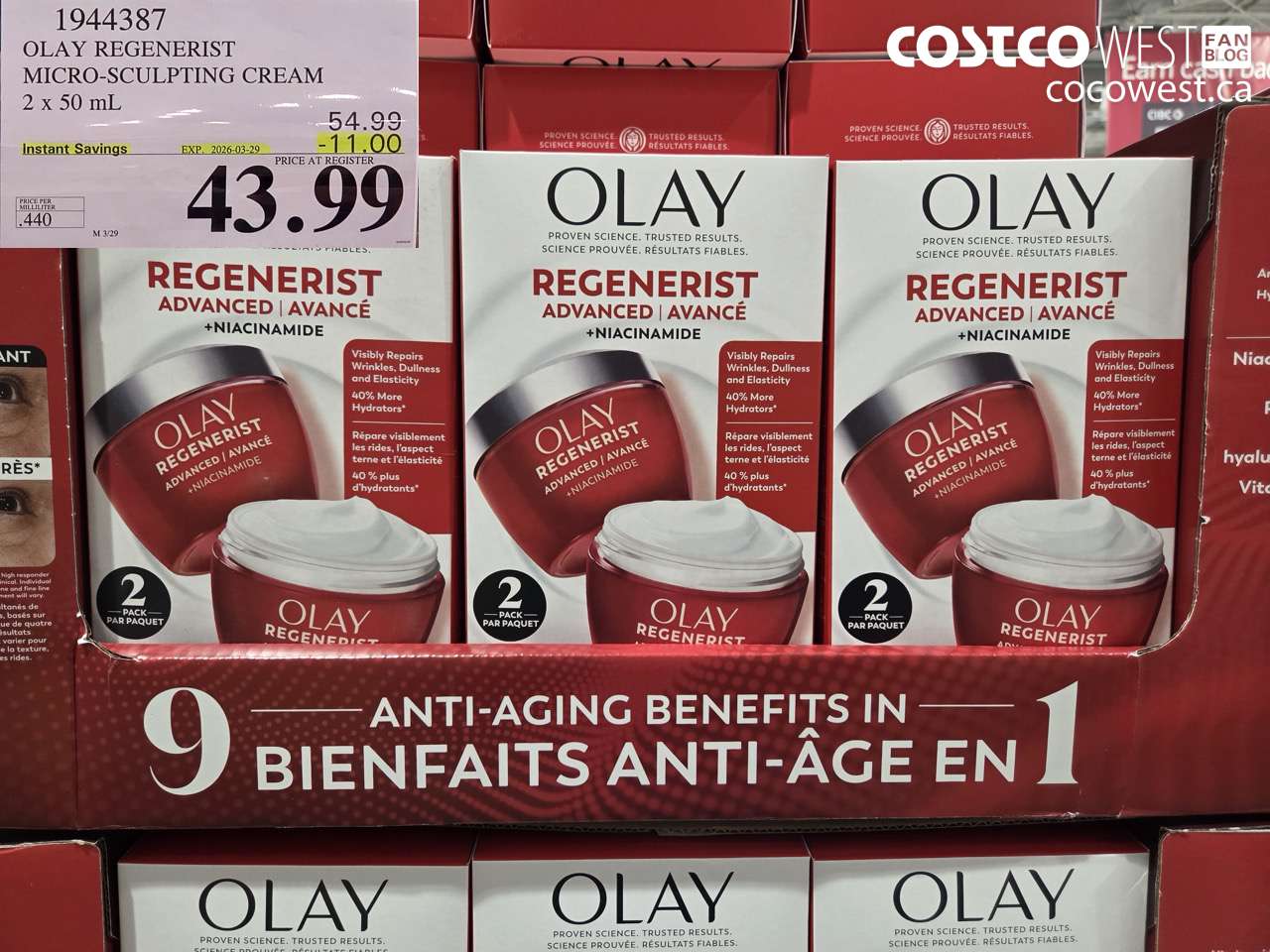 1944387 OLAY REGENERIST MICRO-SCULPTING CREAM 2 X 50 ML ($11.00 INSTANT SAVINGS EXPIRES ON 2026-03-29) $43.99