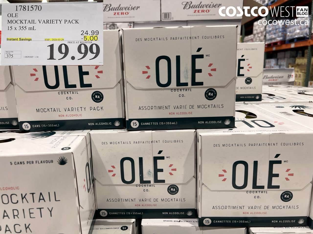 1781570 OLE MOCKTAIL VARIETY PACK 15 X 355 ML ($5.00 INSTANT SAVINGS EXPIRES ON 2026-03-29) $19.99