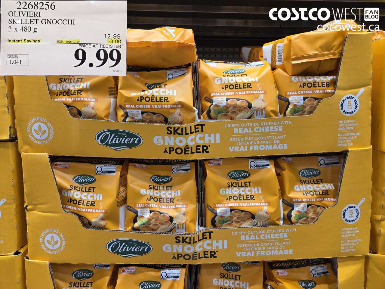 2268256 OLIVIERI SKILLET GNOCCHI 2 X 480 G ($3.00 INSTANT SAVINGS EXPIRES ON 2026-03-29) $9.99
