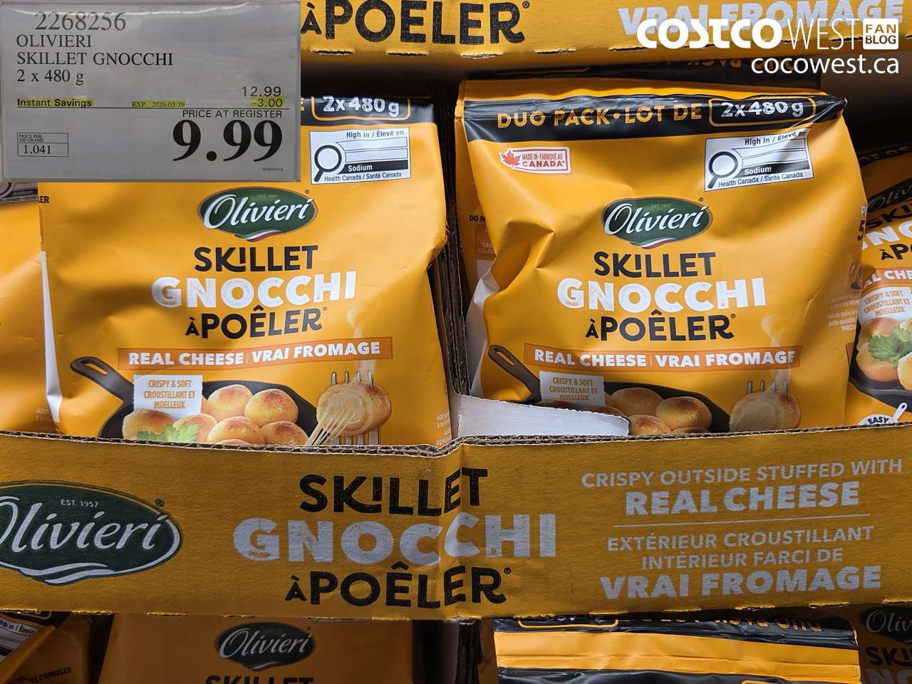 2268256 OLIVIERI SKILLET GNOCCHI 2 X 480 G ($3.00 INSTANT SAVINGS EXPIRES ON 2026-03-29) $9.99