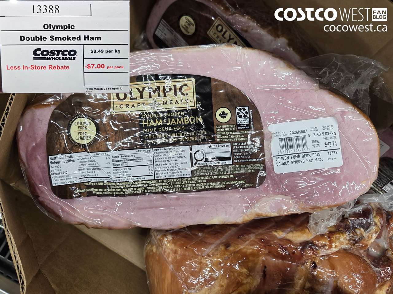 13388 OLYMPIC DOUBLE SMOKED HAM ($7.00 INSTANT SAVINGS EXPIRES ON 2026-04-05)