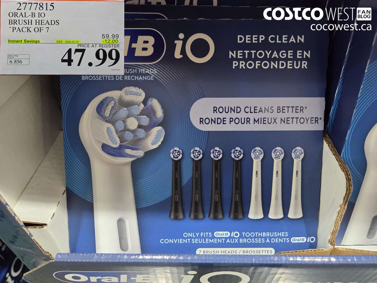 2777815 ORAL-B IO BRUSH HEADS PACK OF 7 ($12.00 INSTANT SAVINGS EXPIRES ON 2026-03-15) $47.99