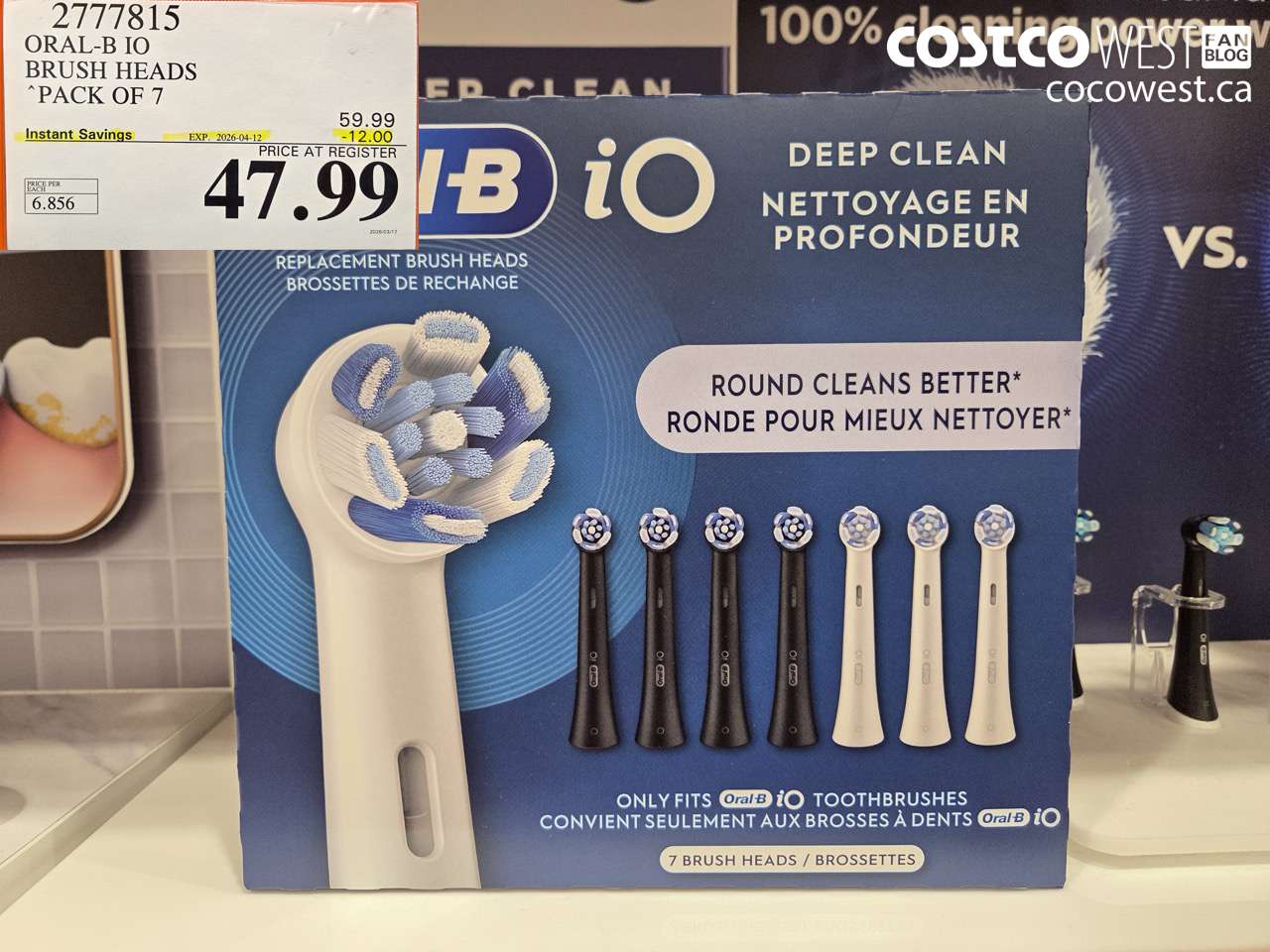 2777815 ORAL-B IO BRUSH HEADS PACK OF 7 ($12.00 INSTANT SAVINGS EXPIRES ON 2026-04-12) $47.99