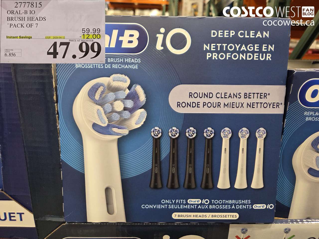 2777815 ORAL-B IO BRUSH HEADS PACK OF 7 ($12.00 INSTANT SAVINGS EXPIRES ON 2026-04-12) $47.99