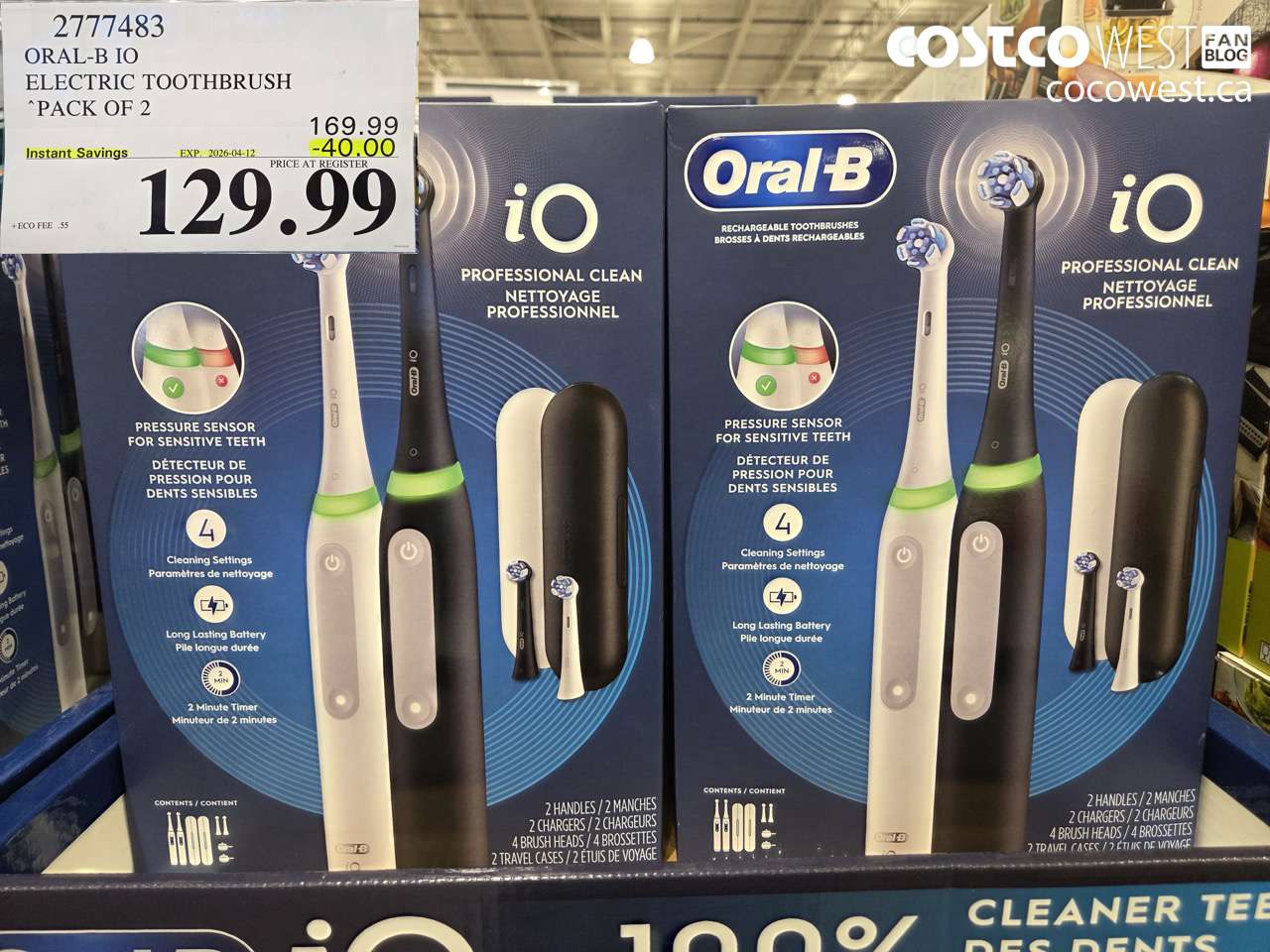 2777483 ORAL-B IO ELECTRIC TOOTHBRUSH PACK OF 2 ($40.00 INSTANT SAVINGS EXPIRES ON 2026-04-12) $129.99