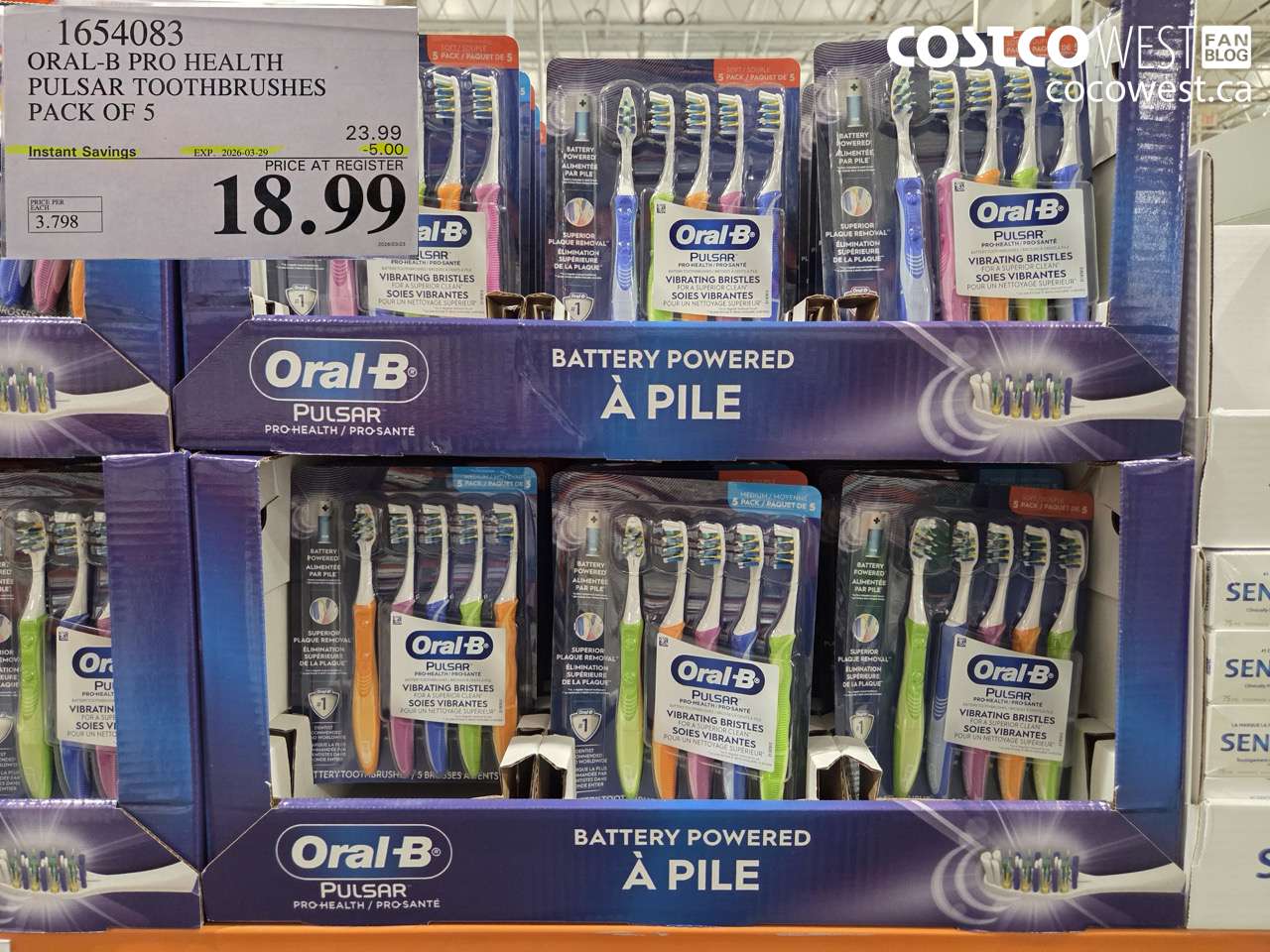 1654083 ORAL-B PRO HEALTH PULSAR TOOTHBRUSHES PACK OF 5 ($5.00 INSTANT SAVINGS EXPIRES ON 2026-03-29) $18.99
