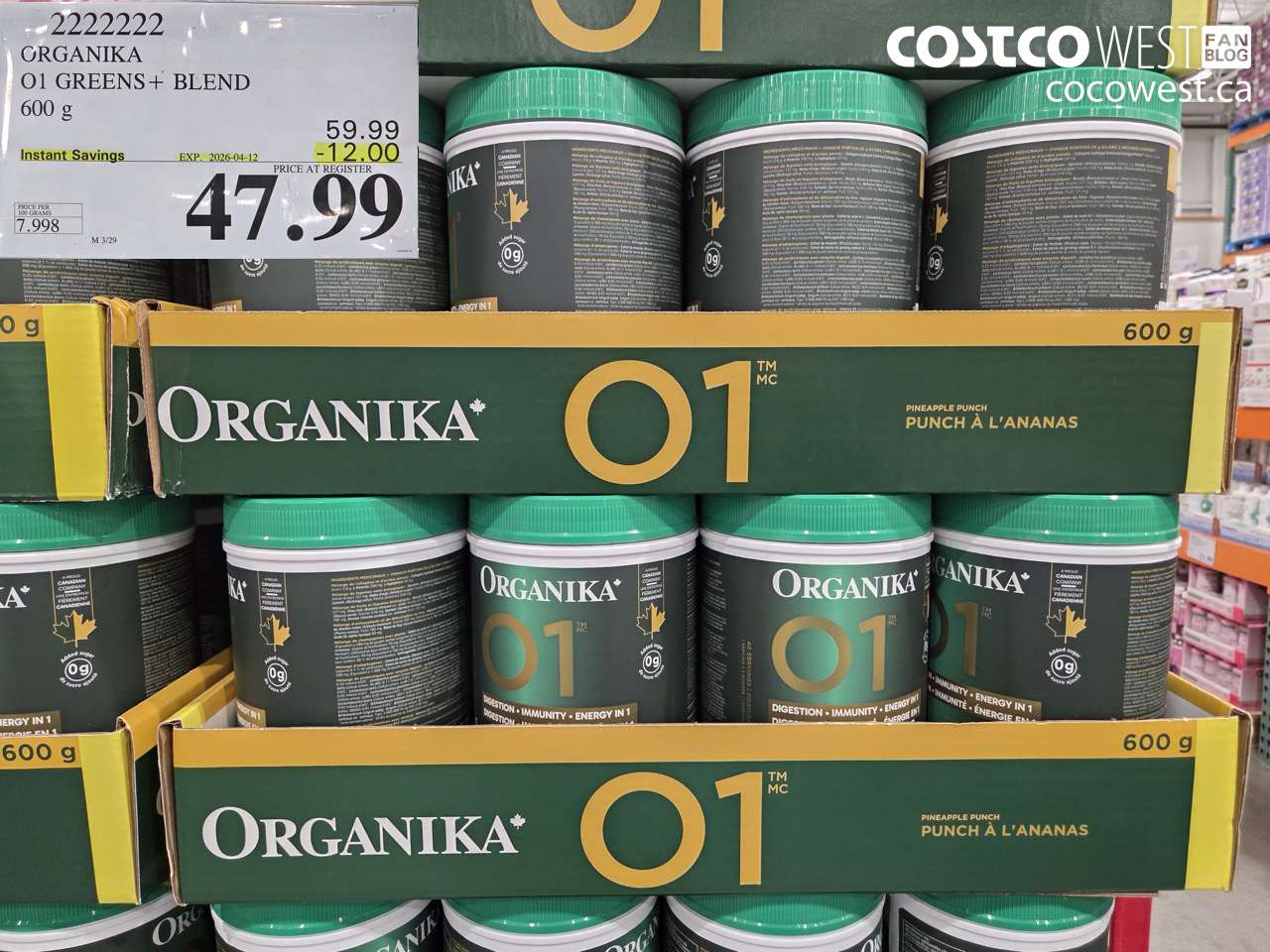 2222222 ORGANIKA 01 GREENS+ BLEND 600 G ($12.00 INSTANT SAVINGS EXPIRES ON 2026-04-12) $47.99