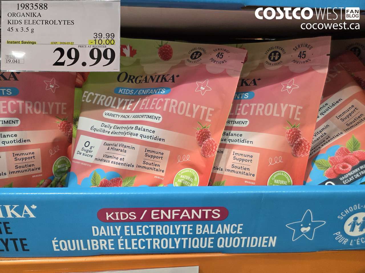 1983588 ORGANIKA KIDS ELECTROLYTES 45 X 3.5 G ($10.00 INSTANT SAVINGS EXPIRES ON 2026-03-22) $29.99