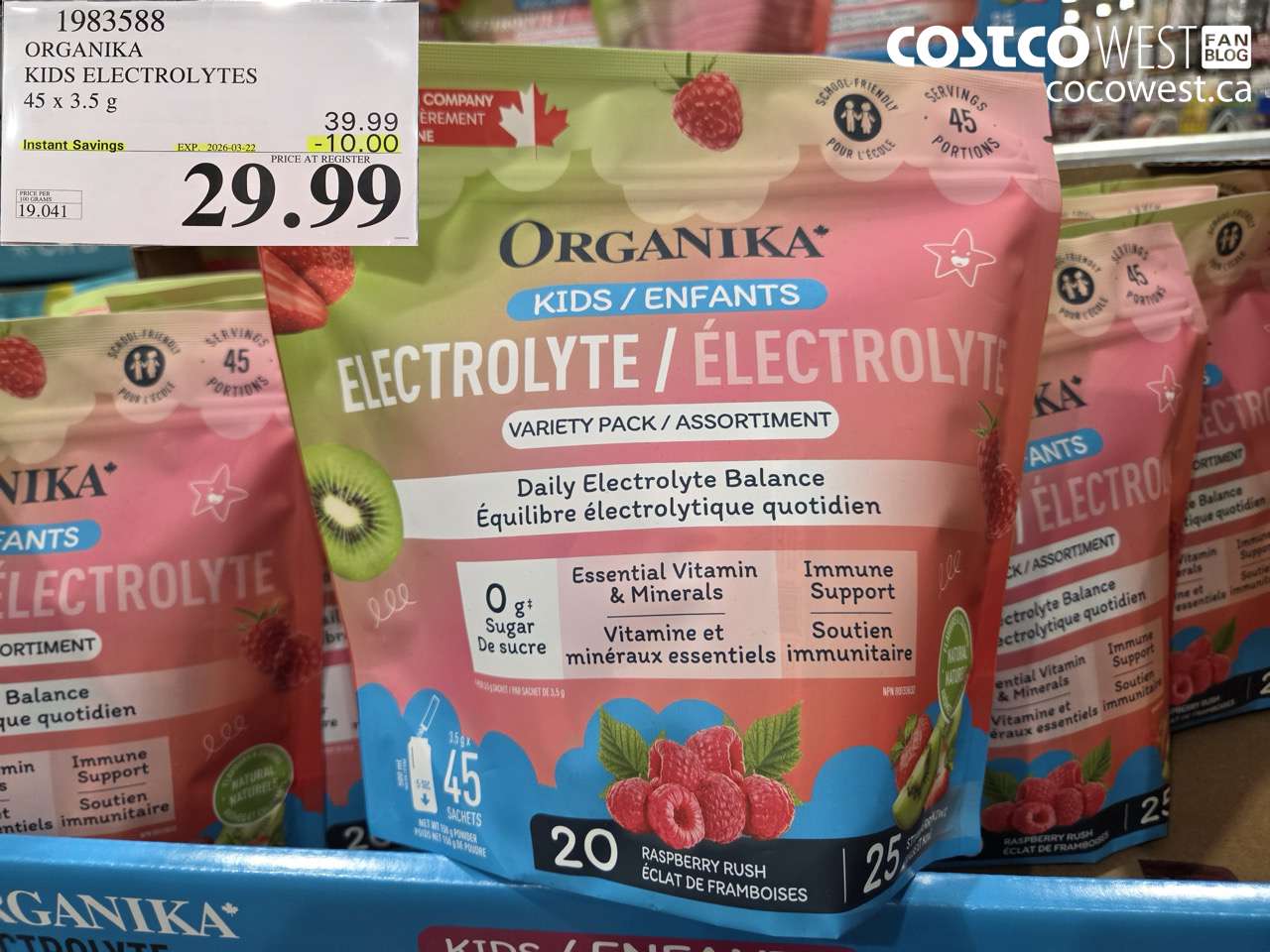 1983588 ORGANKA KIDS ELECTOLYTES 45 X 3.5 G ($10.00 INSTANT SAVINGS EXPIRES ON 2026-03-22) $29.99