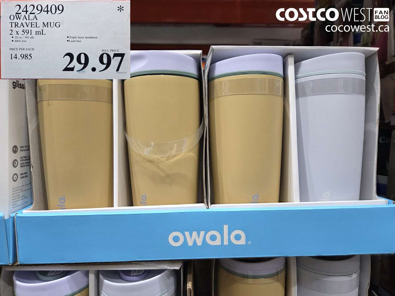 2429409 OWALA TRAVEL MUG 2 X 591 ML $29.97