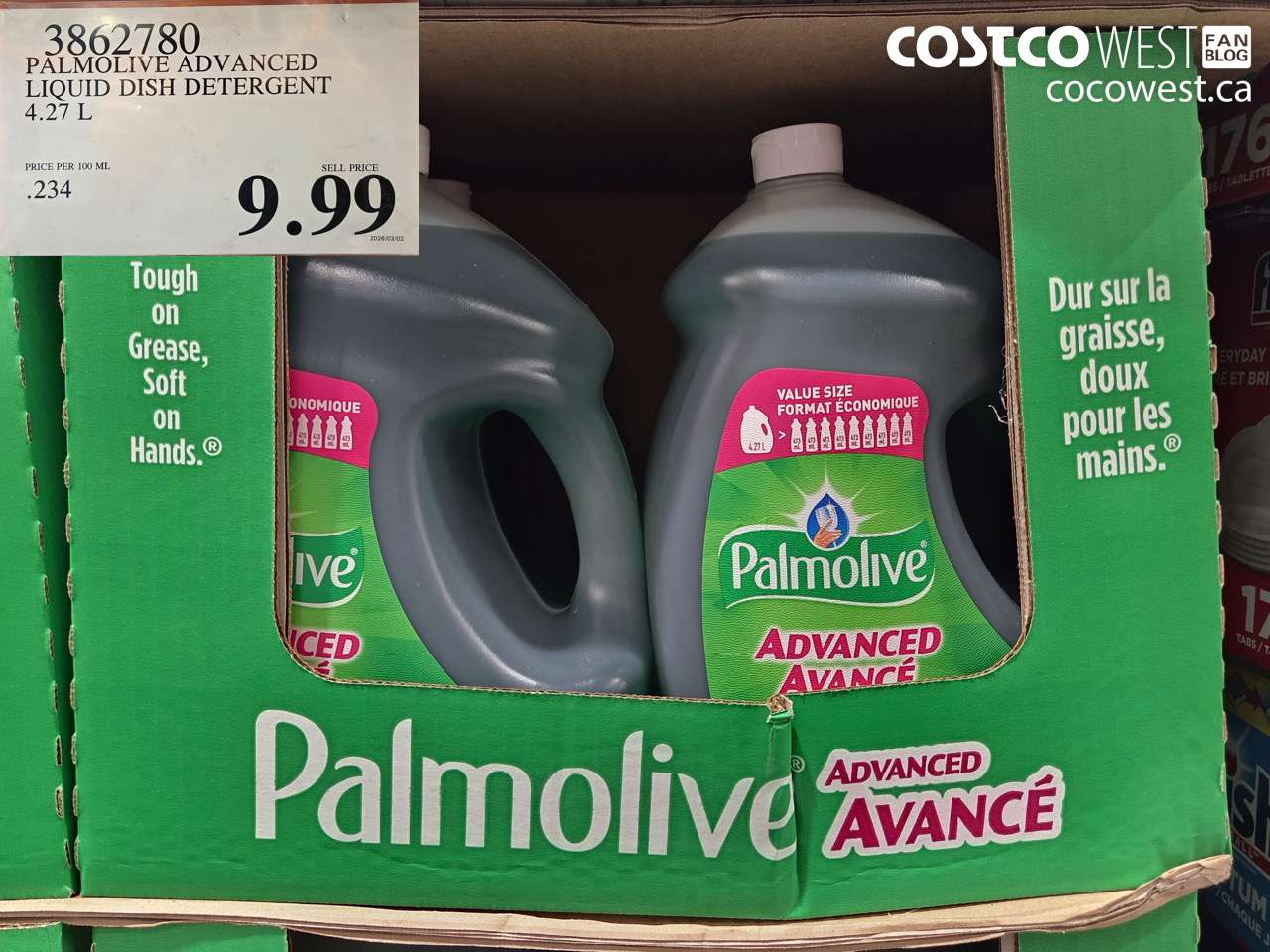 3862780 PALMOLIVE ADVANCED LIQUID DISH DETERGENT 4.27 L $9.99
