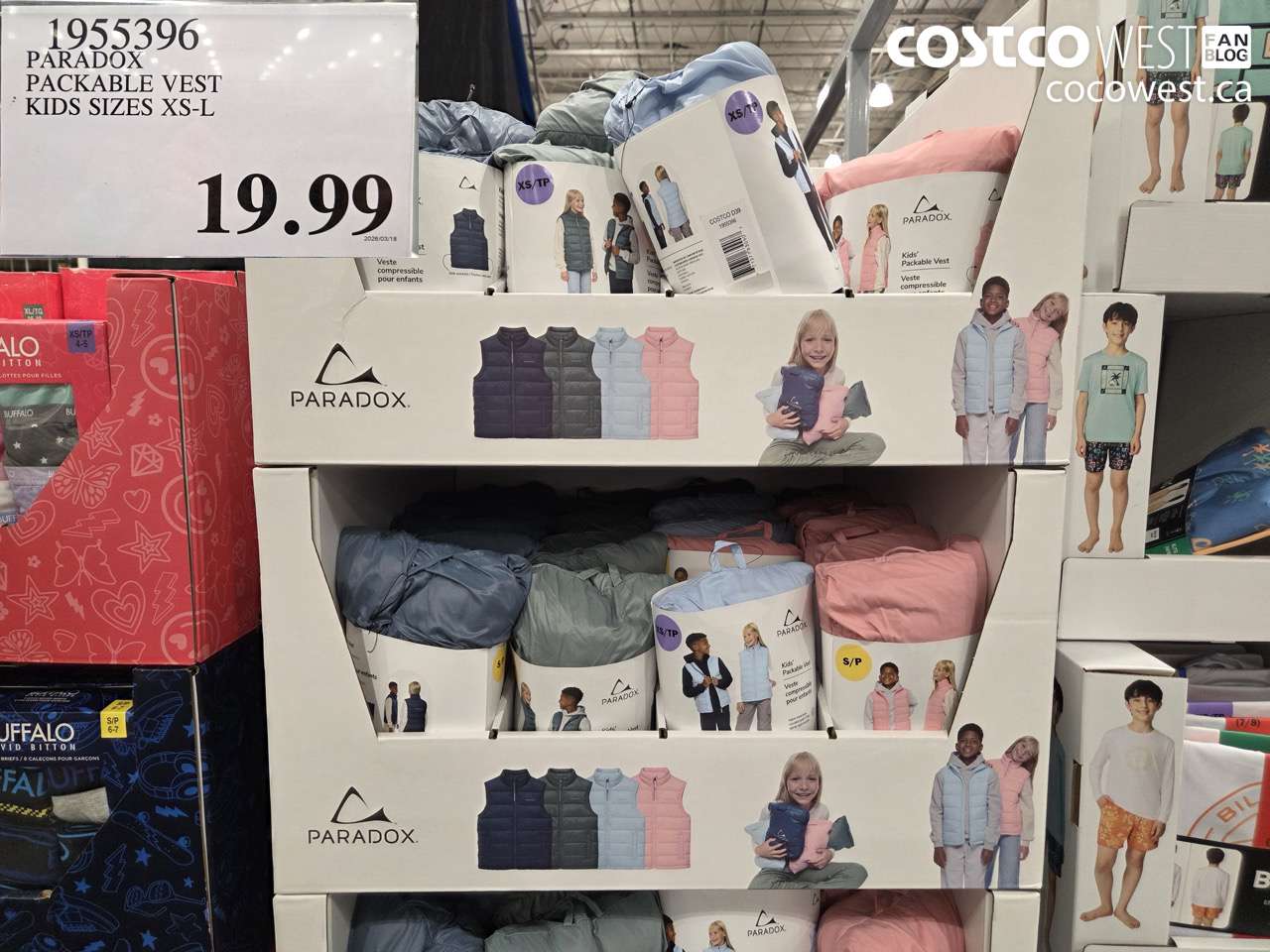 1955396 PARADOX PACKABLE VEST KIDS SIZES XS-L $19.99