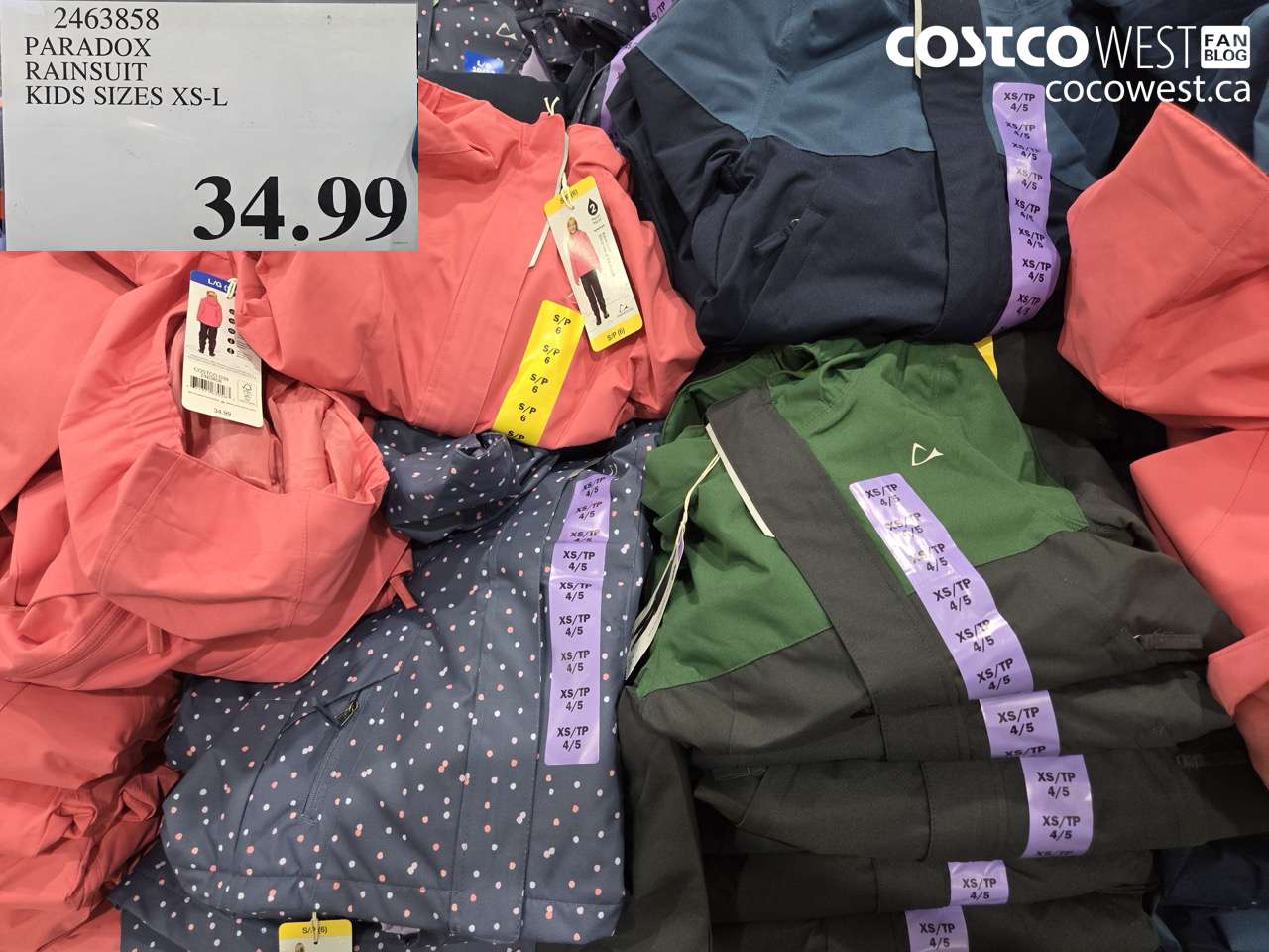 2463858 PARADOX RAINSUIT KIDS SIZES XS-L $34.99