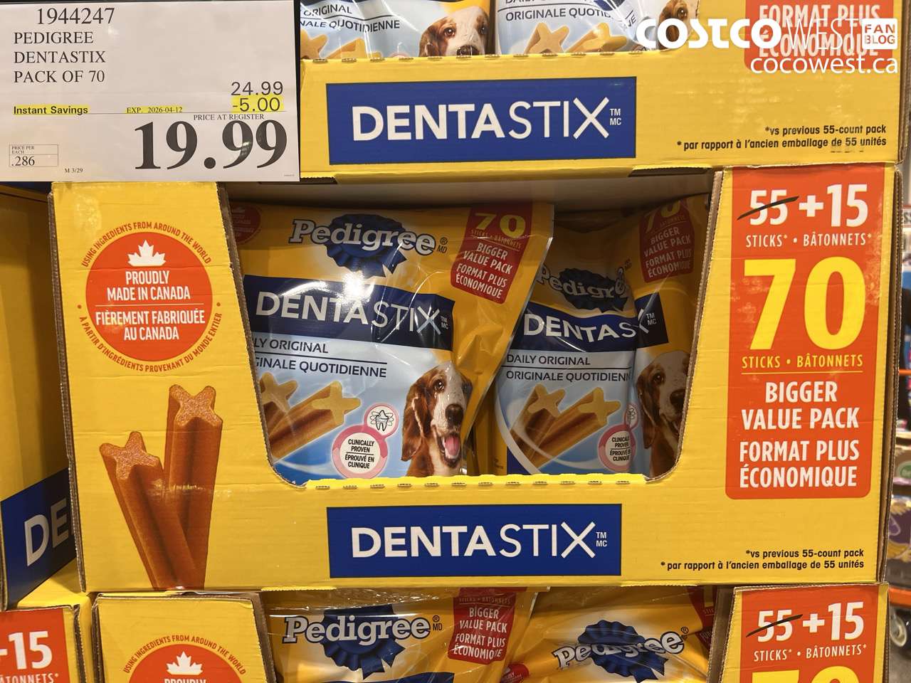 1944247 PEDIGREE DENTASTIX PACK OF 70 ($5.00 INSTANT SAVINGS EXPIRES ON 2026-04-12) $19.99