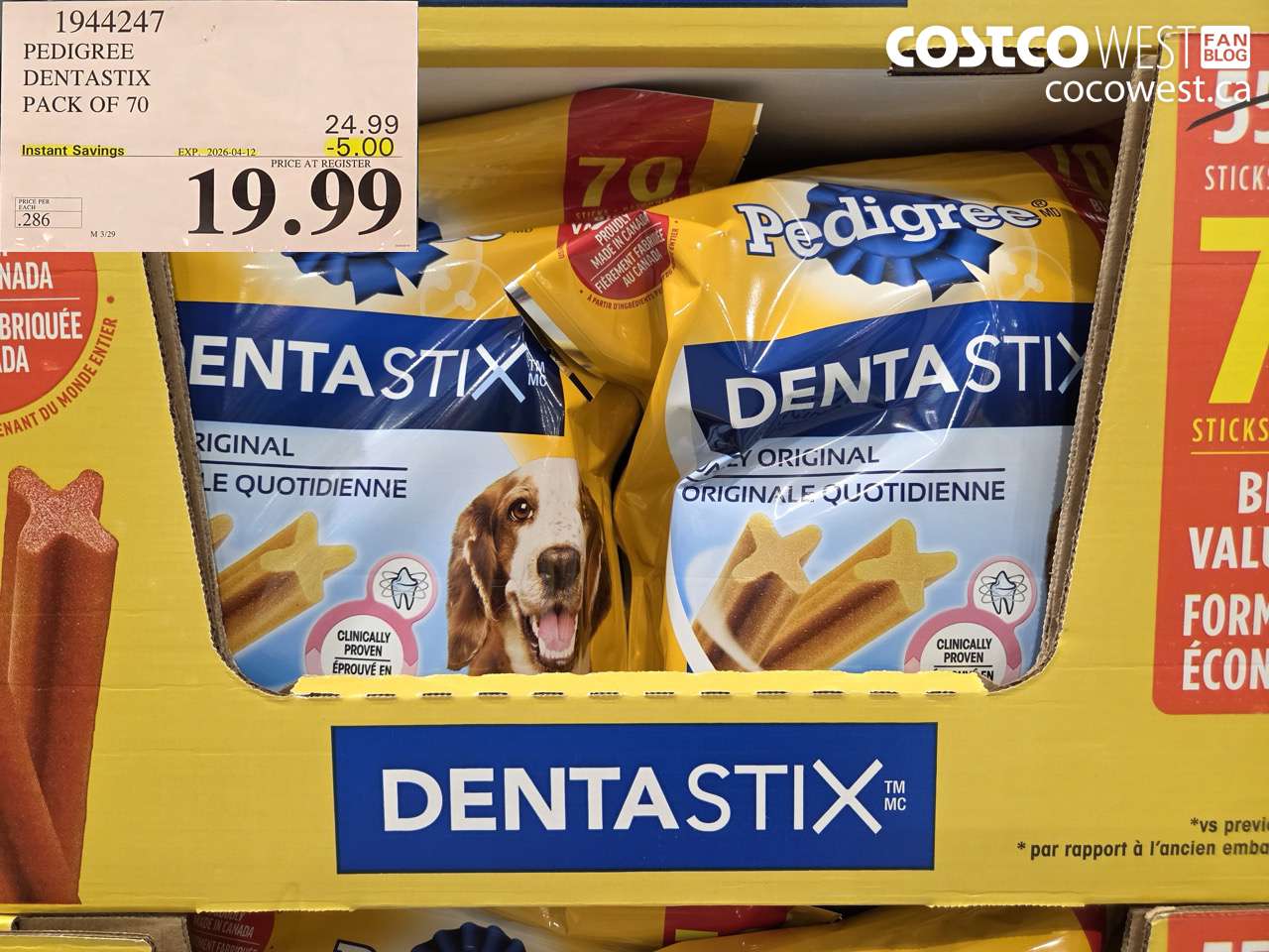 1944247 PEDIGREE DENTASTIX PACK OF 70 ($5.00 INSTANT SAVINGS EXPIRES ON 2026-04-12) $19.99