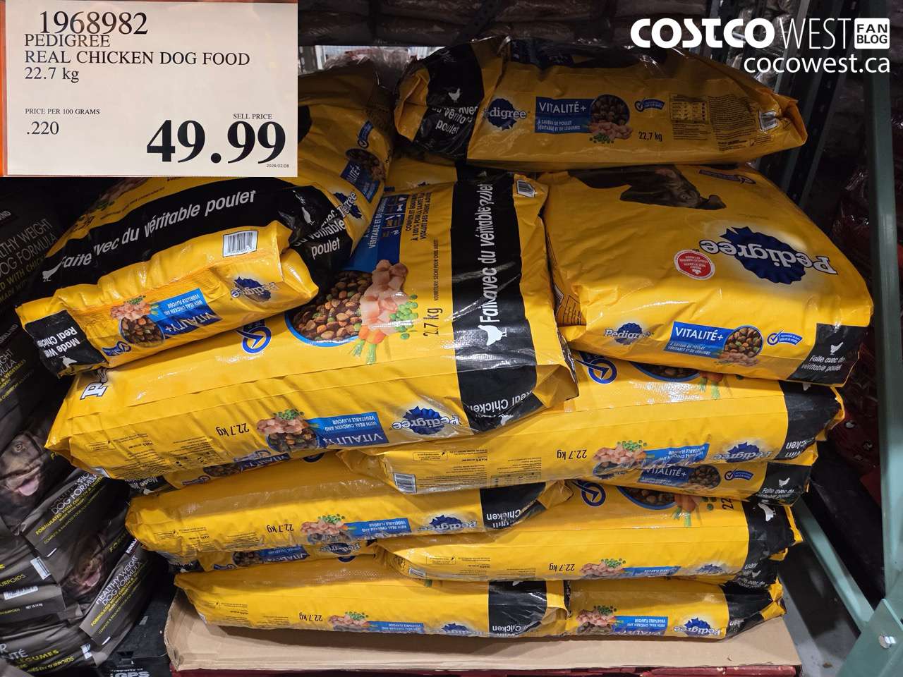 1968982 PEDIGREE REAL CHICKEN DOG FOOD 22.7 KG $49.99