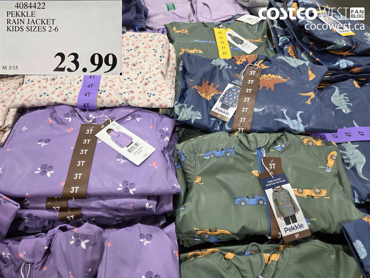 4084422 PEKKLE RAIN JACKET KIDS SIZES 2-6 $23.99