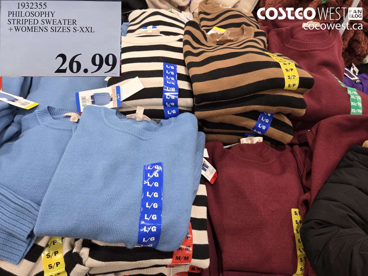 1932355 PHILOSOPHY STRIPED SWEATER +WOMENS SIZES S-XXL $26.99