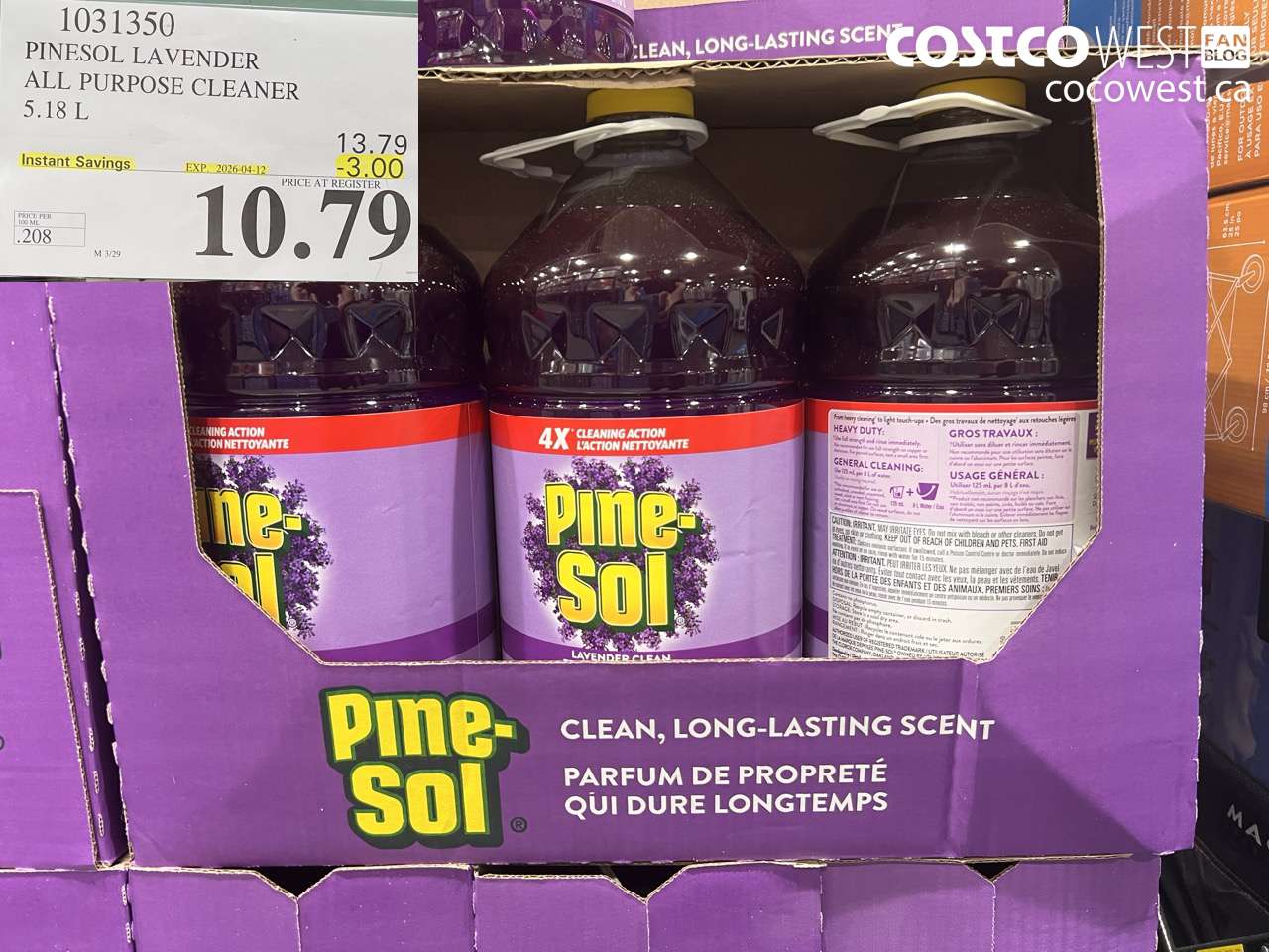 1031350 PINESOL LAVENDER ALL PURPOSE CLEANER 5.18 L ($3.00 INSTANT SAVINGS EXPIRES ON 2026-04-12) $10.79