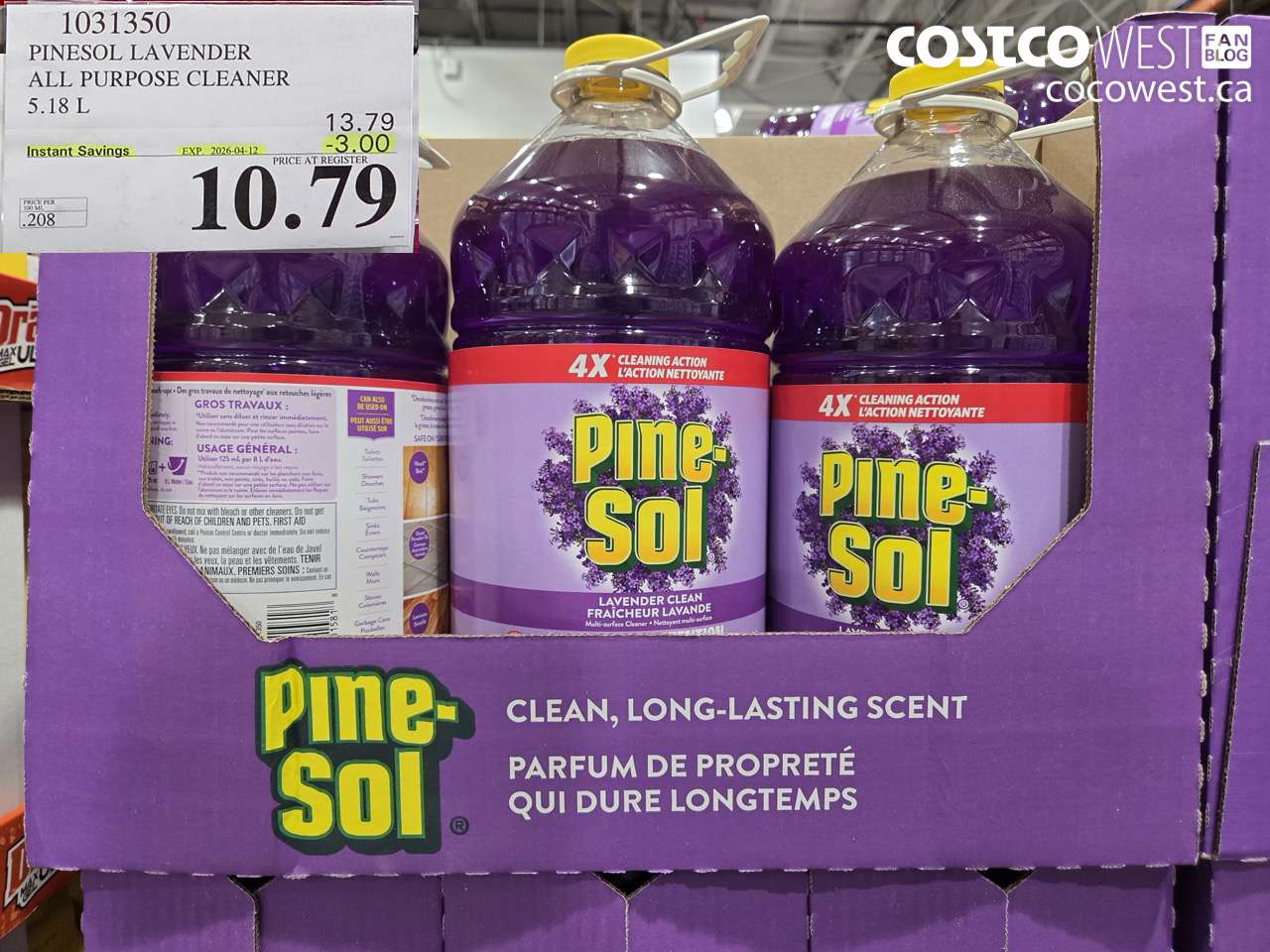 1031350 PINESOL LAVENDER ALL PURPOSE CLEANER 5.18 L ($3.00 INSTANT SAVINGS EXPIRES ON 2026-04-12) $10.79