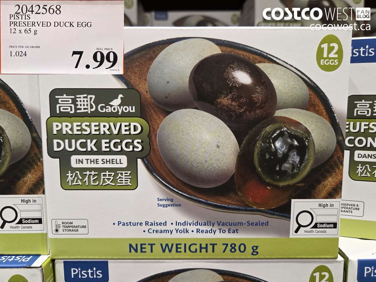 2042568 PISTIS PRESERVED DUCK EGG 12 X 65 G $7.99