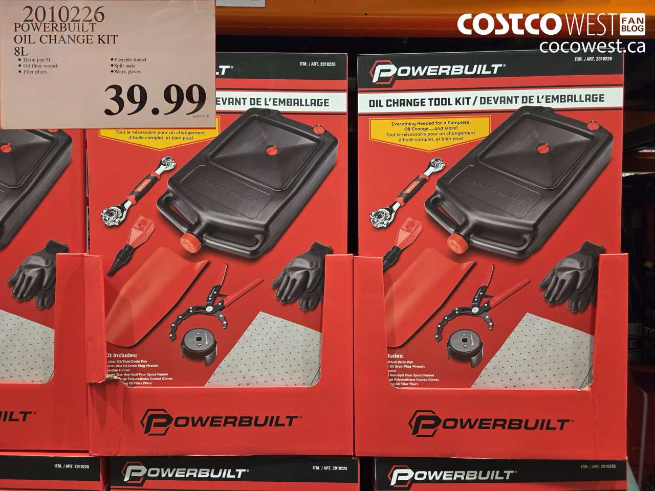 201010226 POWERBUILT OIL CHANGE KIT 8L $39.99