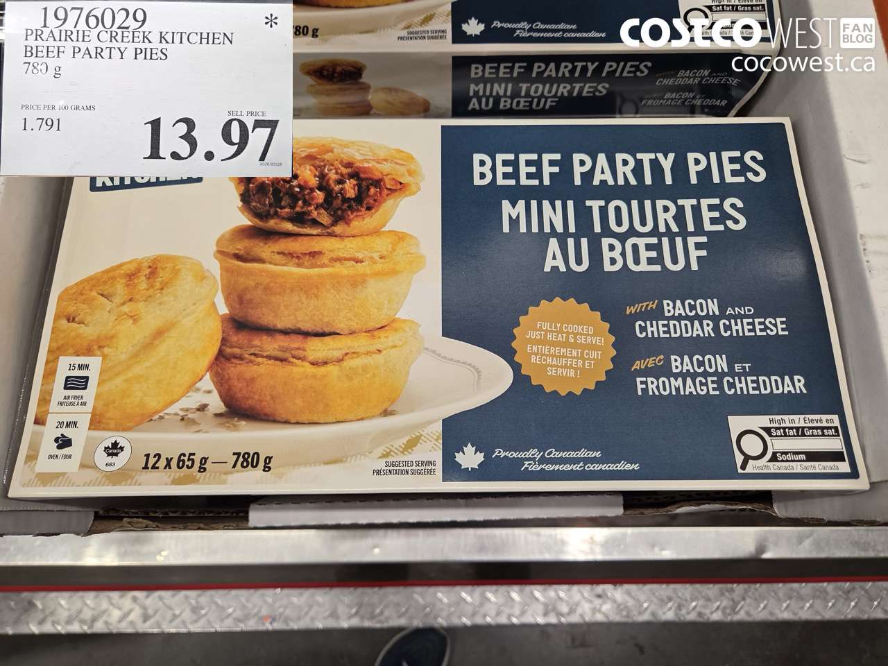 1976029 PRAIRIE CREEK KITCHEN BEEF PARTY PIES 780G $13.97