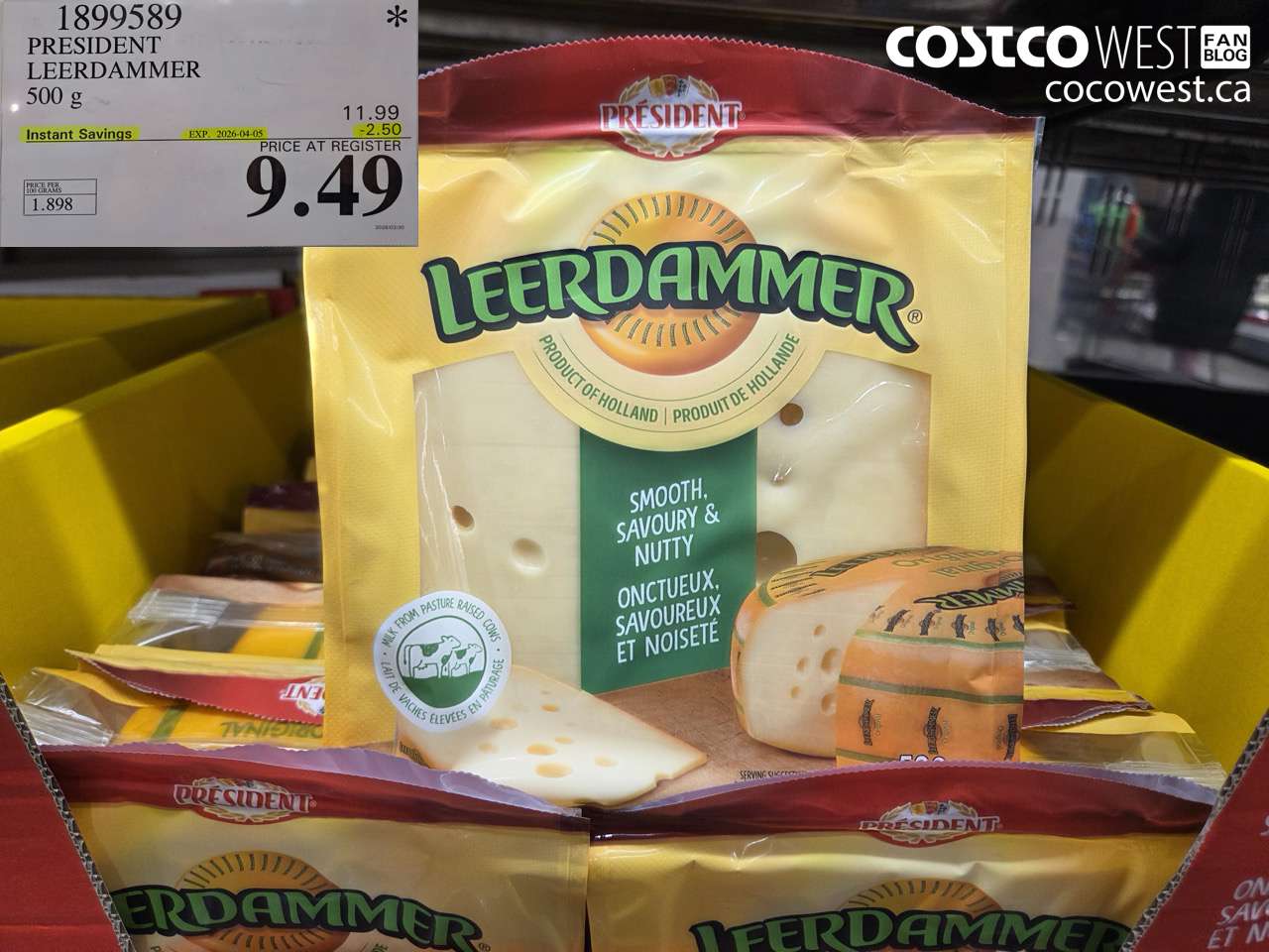 1899589 PRESIDENT LEERDAMMER 500 G ($2.50 INSTANT SAVINGS EXPIRES ON 2026-04-05) $9.49