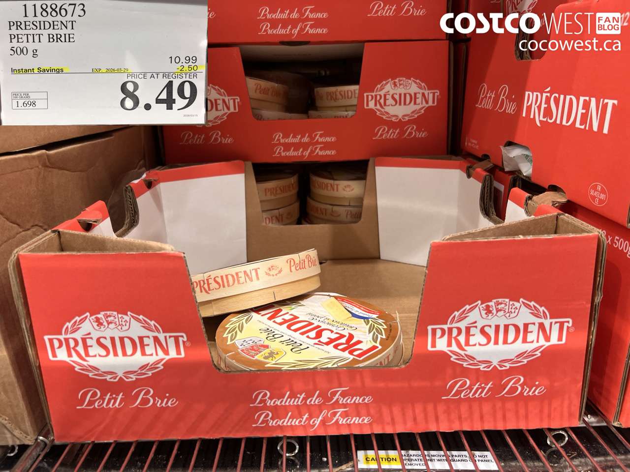 1188673 PRESIDENT PETIT BRIE 500 G ($2.50 INSTANT SAVINGS EXPIRES ON 2026-03-29) $8.49
