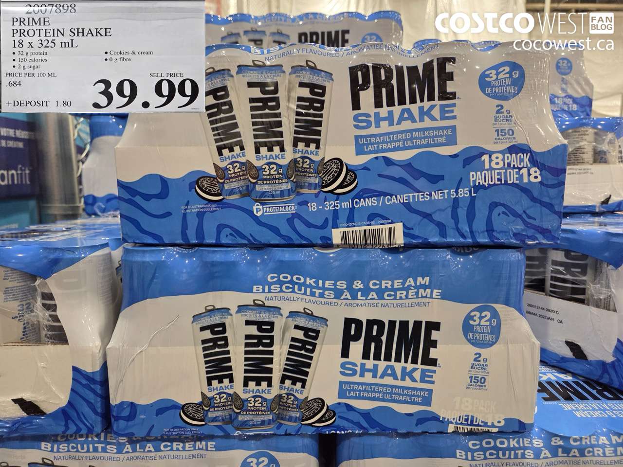 2007898 PRIME PROTEIN SHAKE 18 X 325 ML $39.99