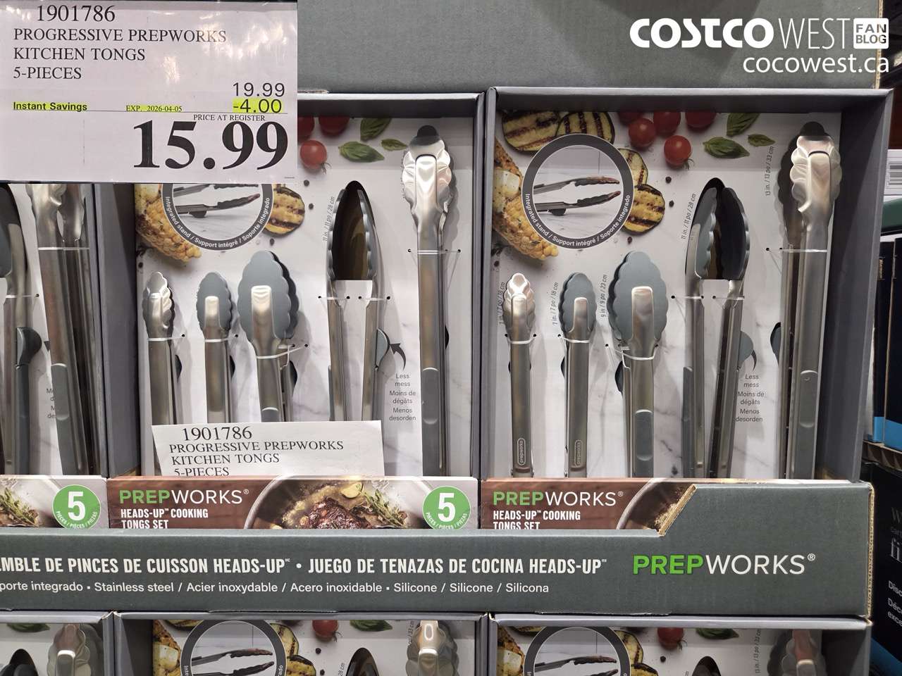 1901786 PROGRESSIVE PREPWORKS KITCHEN TONGS 5-PIECES ($4.00 INSTANT SAVINGS EXPIRES ON 2026-04-05) $15.99