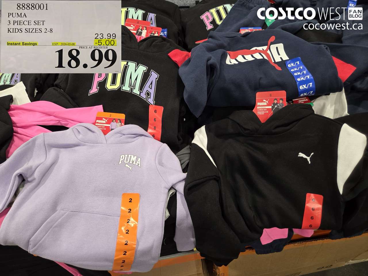 8888001 PUMA 3 PIECE SET KIDS SIZES 2-8 ($5.00 INSTANT SAVINGS EXPIRES ON 2026-03-08) $18.99