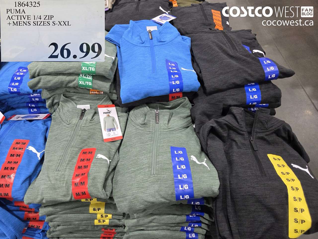 1864325 PUMA ACTIVE 1/4 ZIP + MENS SIZES S-XXL $26.99