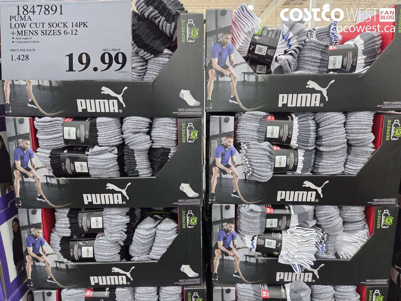 1847891 PUMA LOW CUT SOCK 14PK +MENS SIZES 6-12 $19.99